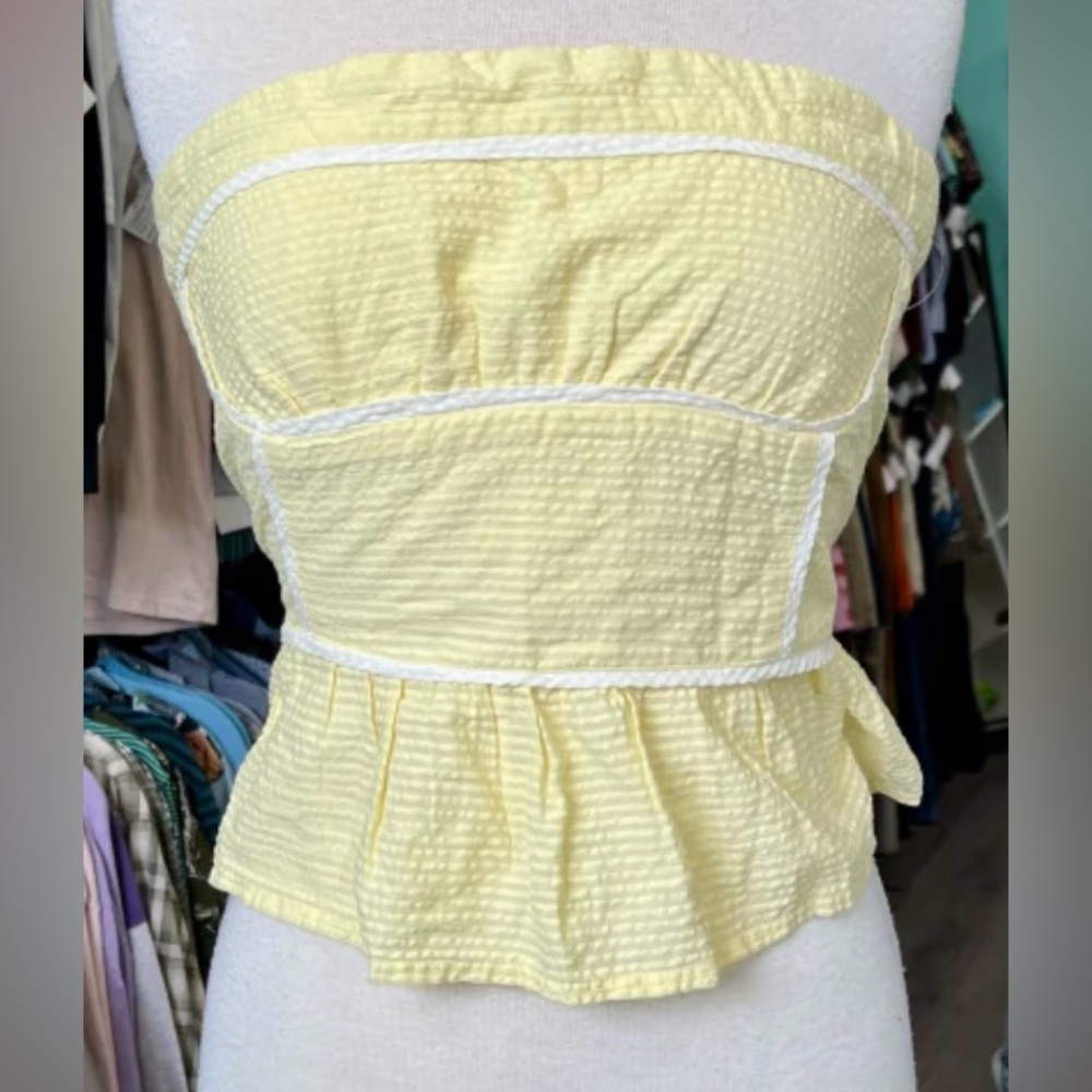 Free people Women's Tops M Yellow/White